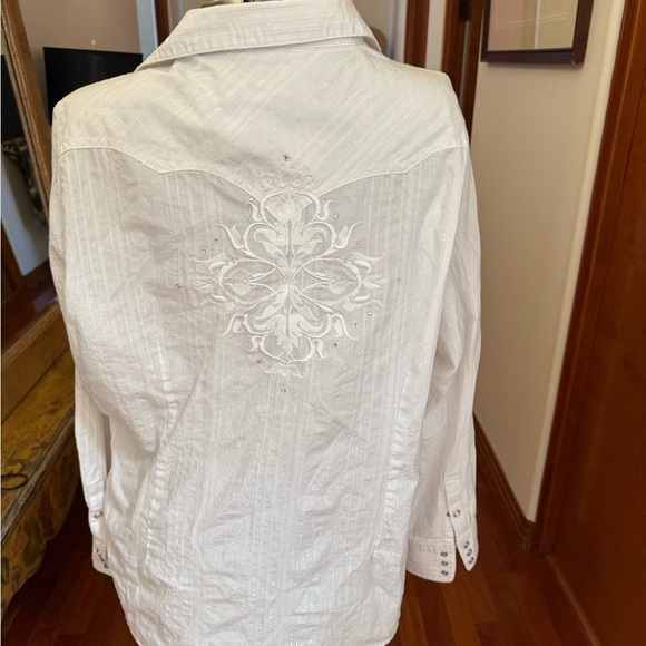 Ariat White and Gold Button-Up Shirt SzXL/TG - Picture 3 of 6